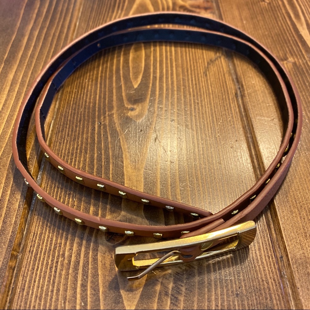 Thin Brown Belt with Gold Accents